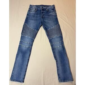 Mens H&M Divided Skinny Moto‎ Jeans 34 Light Wash Denim